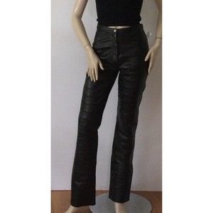 Vintage PAOLO SANTINI Black Leather Shutter Front Panel Pants (Size 6)